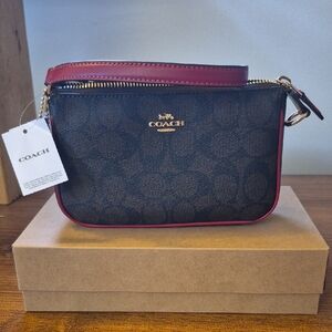 Coach Brown and Burgundy Wristlet